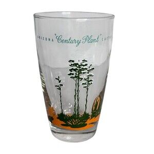 Vintage Arizona Century Plant Cactus Glass Southwest MCM Tumbler Barware